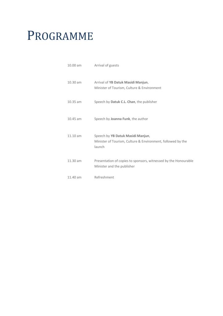 Book launch programme